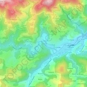 Mapa topográfico La Gruterie, altitud, relieve