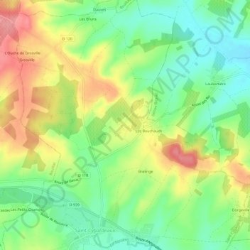 Mapa topográfico Cougoussac, altitud, relieve