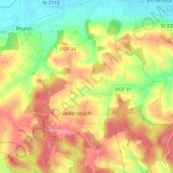 Mapa topográfico Muggenthal, altitud, relieve