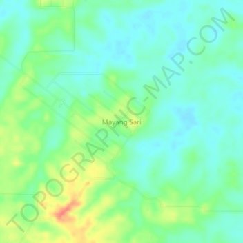Mapa topográfico Mayang Sari, altitud, relieve