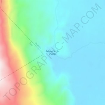 Mapa topográfico Felipe Carrillo Puerto, altitud, relieve