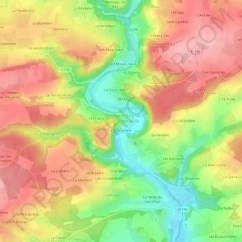 Mapa topográfico Les Allumiers, altitud, relieve