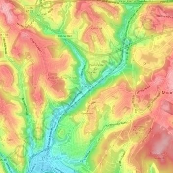 Mapa topográfico Linhart, altitud, relieve