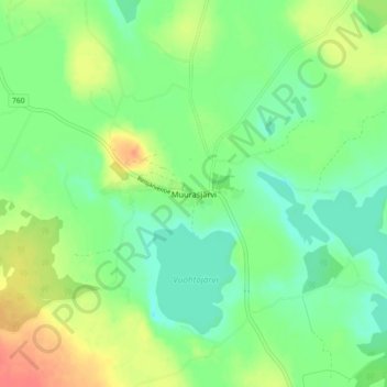 Mapa topográfico Muurasjärvi, altitud, relieve