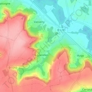 Mapa topográfico La Garenne, altitud, relieve