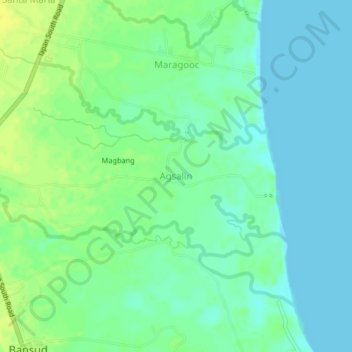 Mapa topográfico Agsalin, altitud, relieve