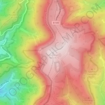 Mapa topográfico Schliffkopf, altitud, relieve