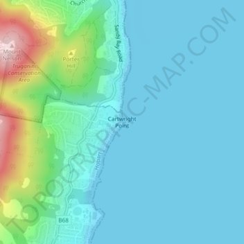 Mapa topográfico Cartwright Point, altitud, relieve