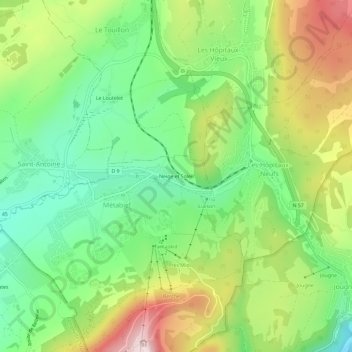 Mapa topográfico Neige et Soleil, altitud, relieve