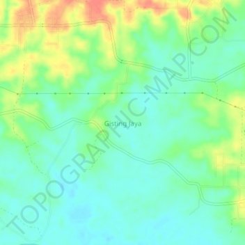 Mapa topográfico Gisting Jaya, altitud, relieve