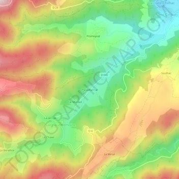Mapa topográfico Passebarrial, altitud, relieve