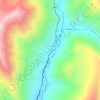 Mapa topográfico Jalkhad, altitud, relieve