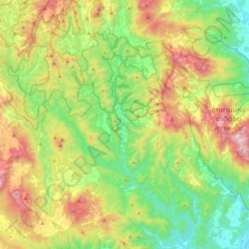 Mapa topográfico Samoeng Tai, altitud, relieve