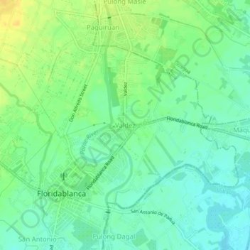 Mapa topográfico Valdez, altitud, relieve