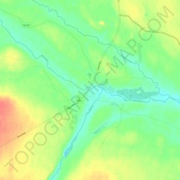 Mapa topográfico Pokka, altitud, relieve