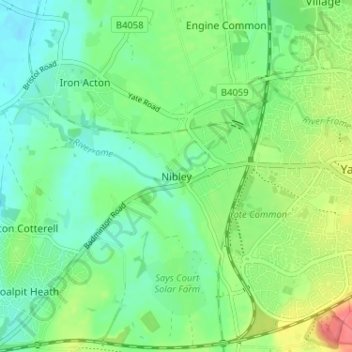 Mapa topográfico Nibley, altitud, relieve