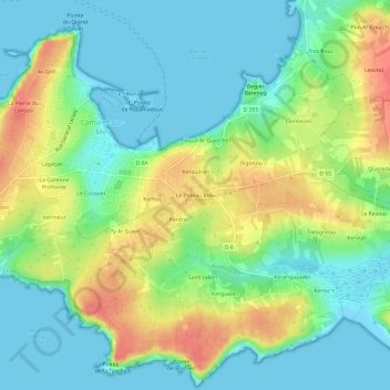 Mapa topográfico Le Poteau Bleu, altitud, relieve