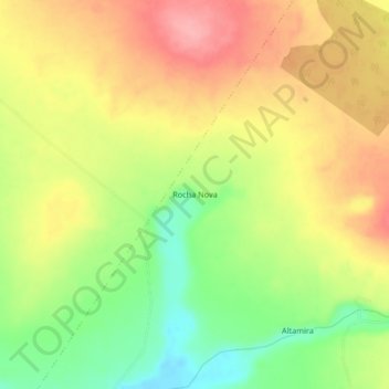 Mapa topográfico Rocha Nova, altitud, relieve