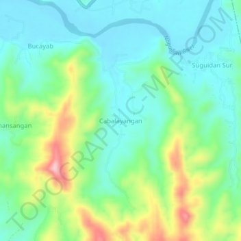 Mapa topográfico Cabalayangan, altitud, relieve