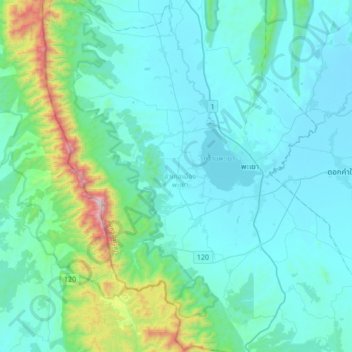 Mapa topográfico Ban Sang, altitud, relieve