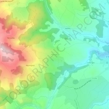 Mapa topográfico Pouzols, altitud, relieve