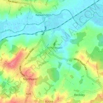 Mapa topográfico Quickbourne, altitud, relieve