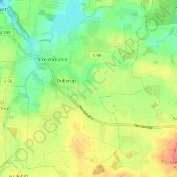 Mapa topográfico Krim, altitud, relieve