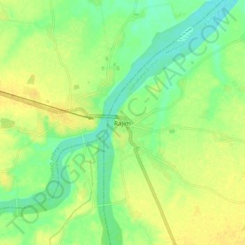 Mapa topográfico Rajim, altitud, relieve