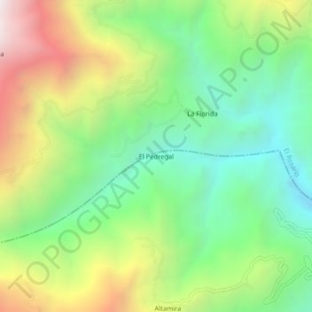 Mapa topográfico El Pedregal, altitud, relieve
