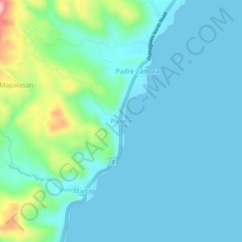 Mapa topográfico Pisong, altitud, relieve