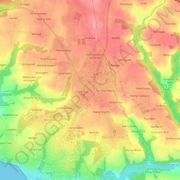 Mapa topográfico Le Poteau-Vert, altitud, relieve