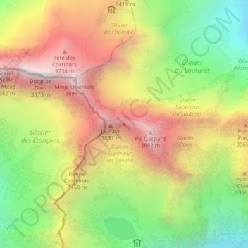 Mapa topográfico L'Ourson, altitud, relieve