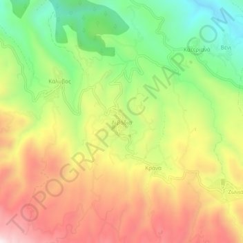 Mapa topográfico Livadia, altitud, relieve