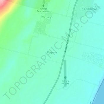 Mapa topográfico Kijipwa, altitud, relieve