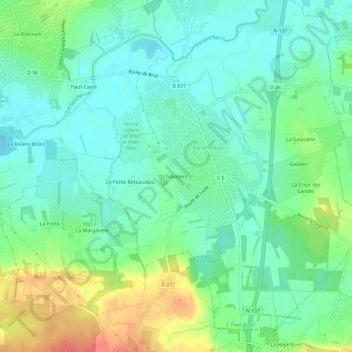 Mapa topográfico Gibotière, altitud, relieve