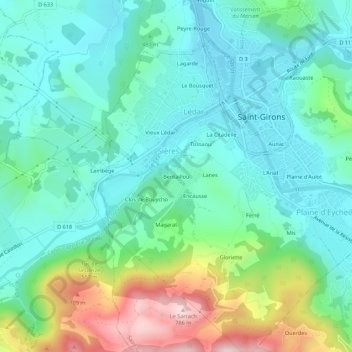 Mapa topográfico Bentaillou, altitud, relieve
