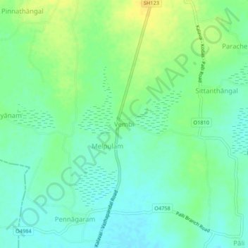 Mapa topográfico Vembi, altitud, relieve