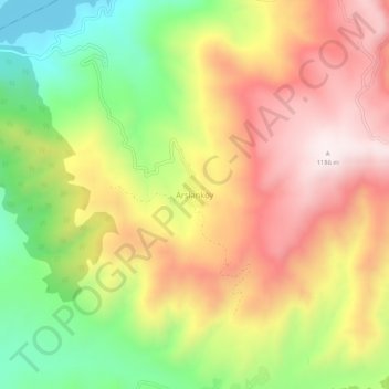 Mapa topográfico Arslan, altitud, relieve