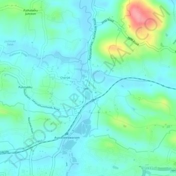 Mapa topográfico Neduvannoor, altitud, relieve