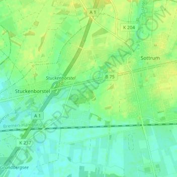 Mapa topográfico Barkhof, altitud, relieve