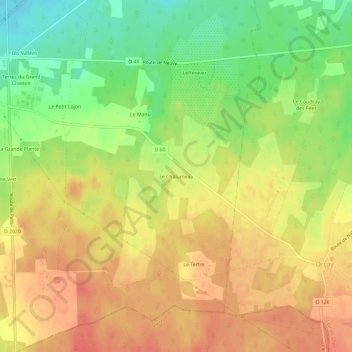 Mapa topográfico Le Chalumeau, altitud, relieve