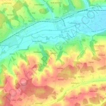 Mapa topográfico Unterdax, altitud, relieve