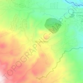 Mapa topográfico Mount Nebo, altitud, relieve