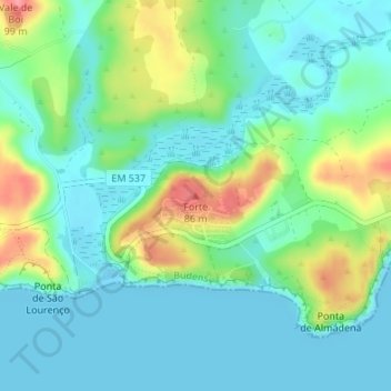 Mapa topográfico Forte, altitud, relieve