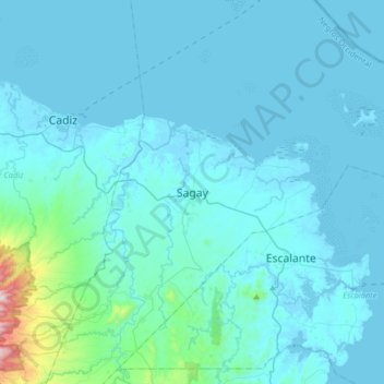 Mapa topográfico Sagay, altitud, relieve