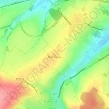 Mapa topográfico Mont Rignon, altitud, relieve