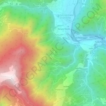 Mapa topográfico Blanc, altitud, relieve