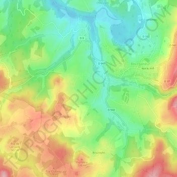Mapa topográfico La Régeasse, altitud, relieve