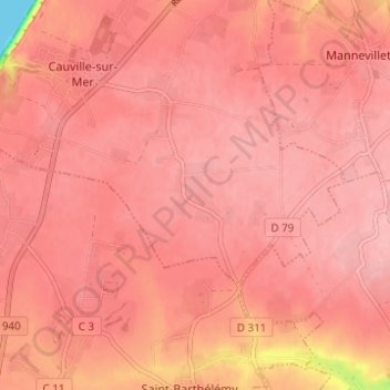 Mapa topográfico Marfauville, altitud, relieve