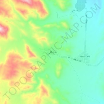 Mapa topográfico Meshkan, altitud, relieve